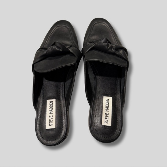 Steve Madden Women’s Chart Leather Black Loafers - Picture 3 of 5